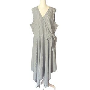 Mlle Gabrielle Womens 2X Striped Handkerchief Hem Wrap Dress Sleeveless